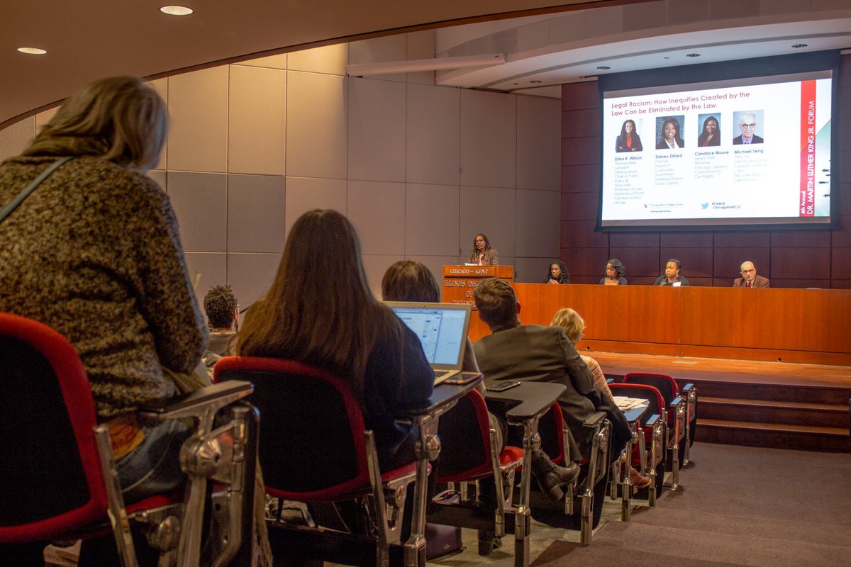 ChicagoKentLaw's tweet photo. Our 4th MLK Forum, "Legal Racism: How Inequities Created by the Law Can Be Eliminated by the Law," w/ @Erika_K_Wilson gave #legalhistory & financial, education and housing reform examples from local advocates. VIDEO recap on #CKNow blog: https://t.co/l35tDIJvuZ https://t.co/RdD2wFiAQf