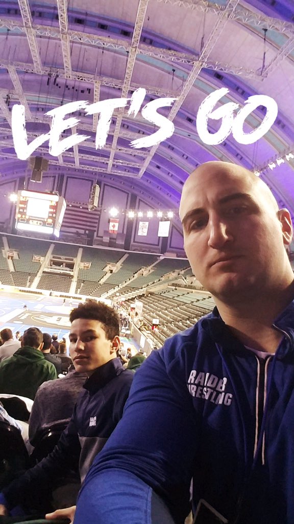 Coachmartinez92's tweet photo. The calm before the storm.. Wrestling starts at 2:30pm today! Fantastic accomplishment qualifying to be down here @Brandon92944157! #WrestleTough #RaiderStrong https://t.co/ev7J8PFWro
