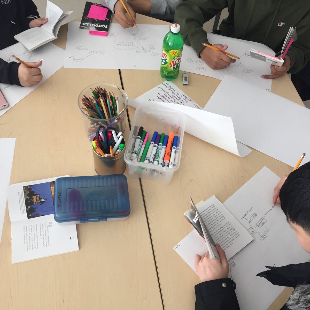MrsFilliter's tweet photo. #ENG1L worked hard today learning about using mind maps to show understanding of reading. Great collaboration, questions and engagement! https://t.co/qbF2vyr0Dl