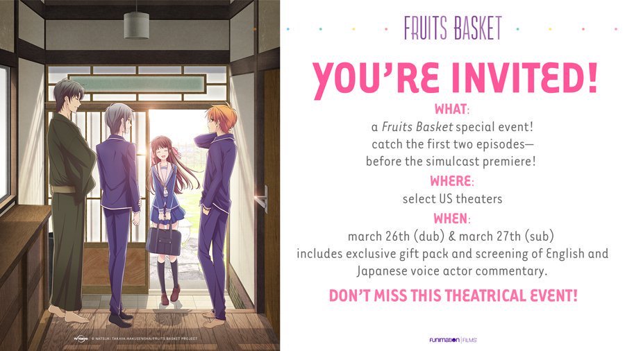 fruitsbasket_en's tweet photo. 🌸Theater listings are LIVE!!!  👉 https://t.co/ltW17COVsl🌸

#furuba #fruba #fruitsbasket https://t.co/zfJHhBvPDl