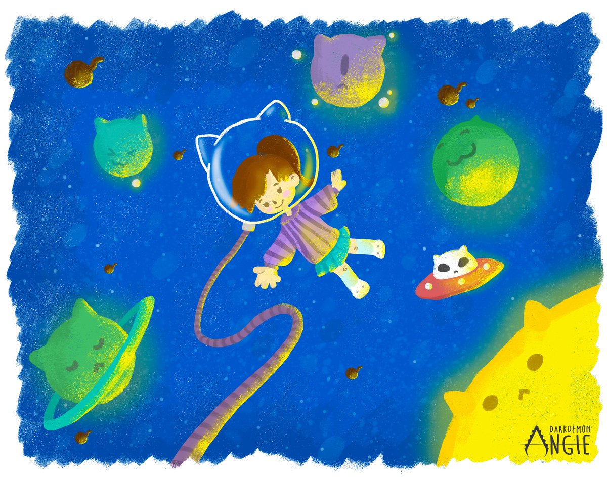angiedarkdemon's tweet photo. Dibujo con textura!
x3, espero les guste. 
#digitalart #digitaldrawing #digitaltextureart #artedigital #dibujocontexturas #childrenillustration #children_illustration #children #space #ufo #cats #kitten #kittendrawing #espacio #girl #niña #dibujodigital #dibujoinfantil https://t.co/xQZPuCQ8KK