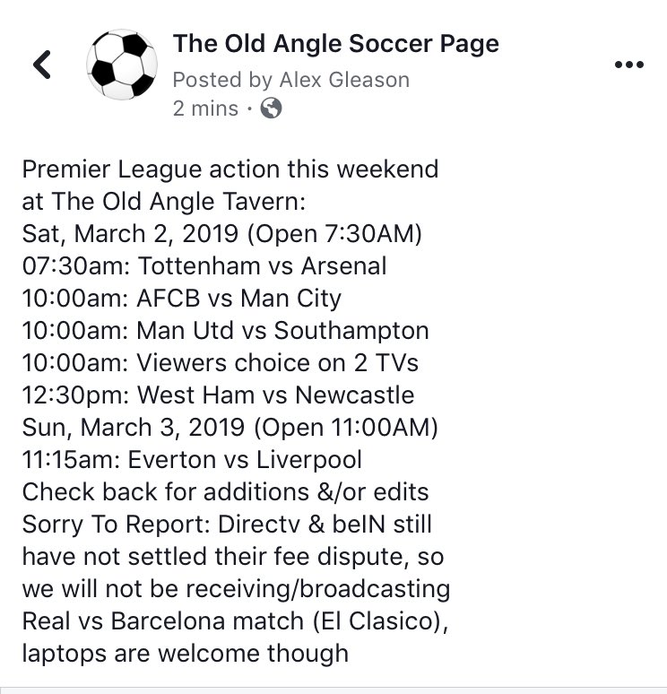 Soccer action this weekend at The Angle ⁦<a href="/oldangletavern/">Old Angle</a>⁩