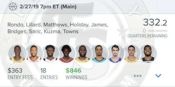 FantasySupreme_'s tweet photo. Hitting in all cylanders. Get em next time.
#Playline #Draftkings #FanDuel #DFS #NBA #SupremeBots #SupremeTeam https://t.co/aAcLTzFO1A