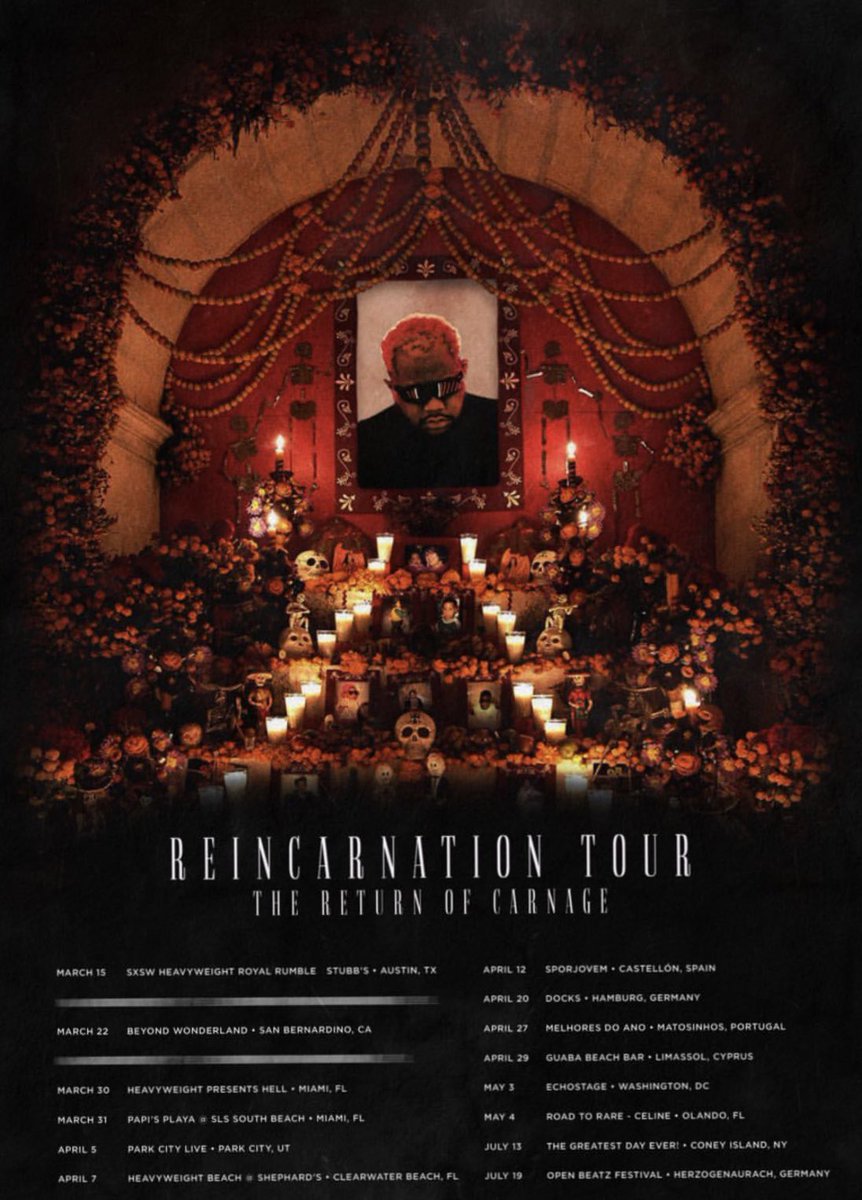 Carnagefanpage's tweet photo. ๐ป RETURN OF CARNAGE ๐ป #beyondwonderland2019 #washingtondc #orlando #spain #reincarnationtour #returnofcarnage #djcarnage #ASOCBOYZ #edmlife #asocgang #heavyweightrecords #PROTECTASOC #PLUR #rareorlando2019 #papigordo #asocworldwide #wemissyoucarnage #germany #portugal #cyprus https://t.co/ZwzrKbtU57