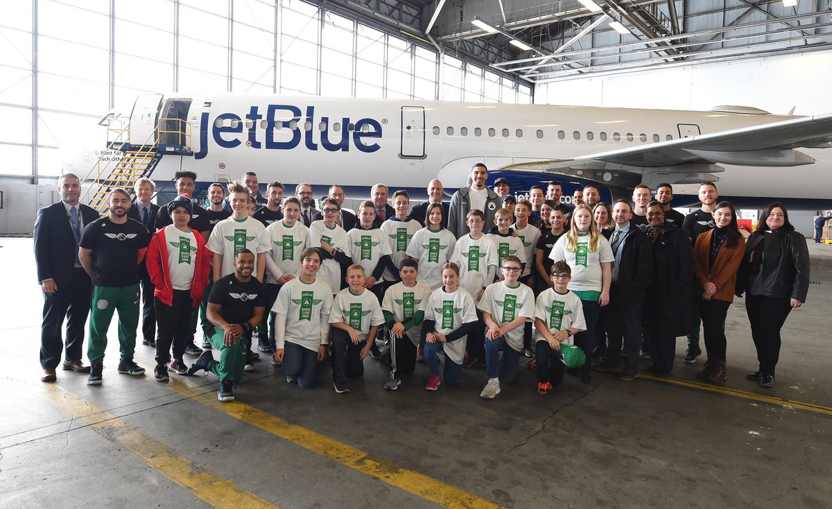 celtics's tweet photo. Our Rookie Flight Crew put their model airplanes to the test today at the @jetblue Hangar. 🛩 #CelticsAssist https://t.co/F7hov5uN8j