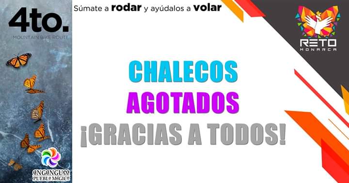 RetoMonarca's tweet photo. !!!! GRACIAS !!!!
Aviso Importante
Se agotaron los chalecos gracias a todos los 700 participantes que se inscribieron.
Seguimos inscribiendo...
#Angangueo #PuebloMagico
#RetoMonarcaInternacional
#Retoconcausa https://t.co/SqtMmdyoKN