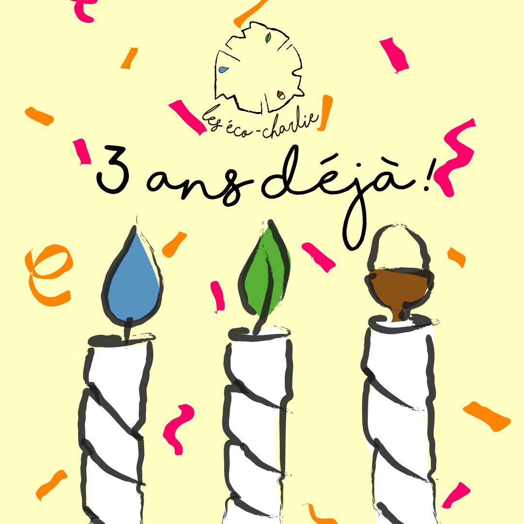 3 ans que nous avons créé notre association à Paris ! Venez souffler nos 3 bougies le 23/03 à la Ressourcerie l’Alternative ! #ecocharlie