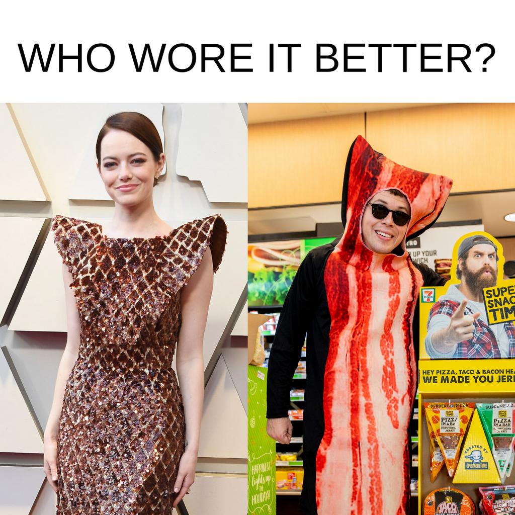 SuperSnackTime's tweet image. Emma Stone vs. Bacon Boy.

Let us know in the comments