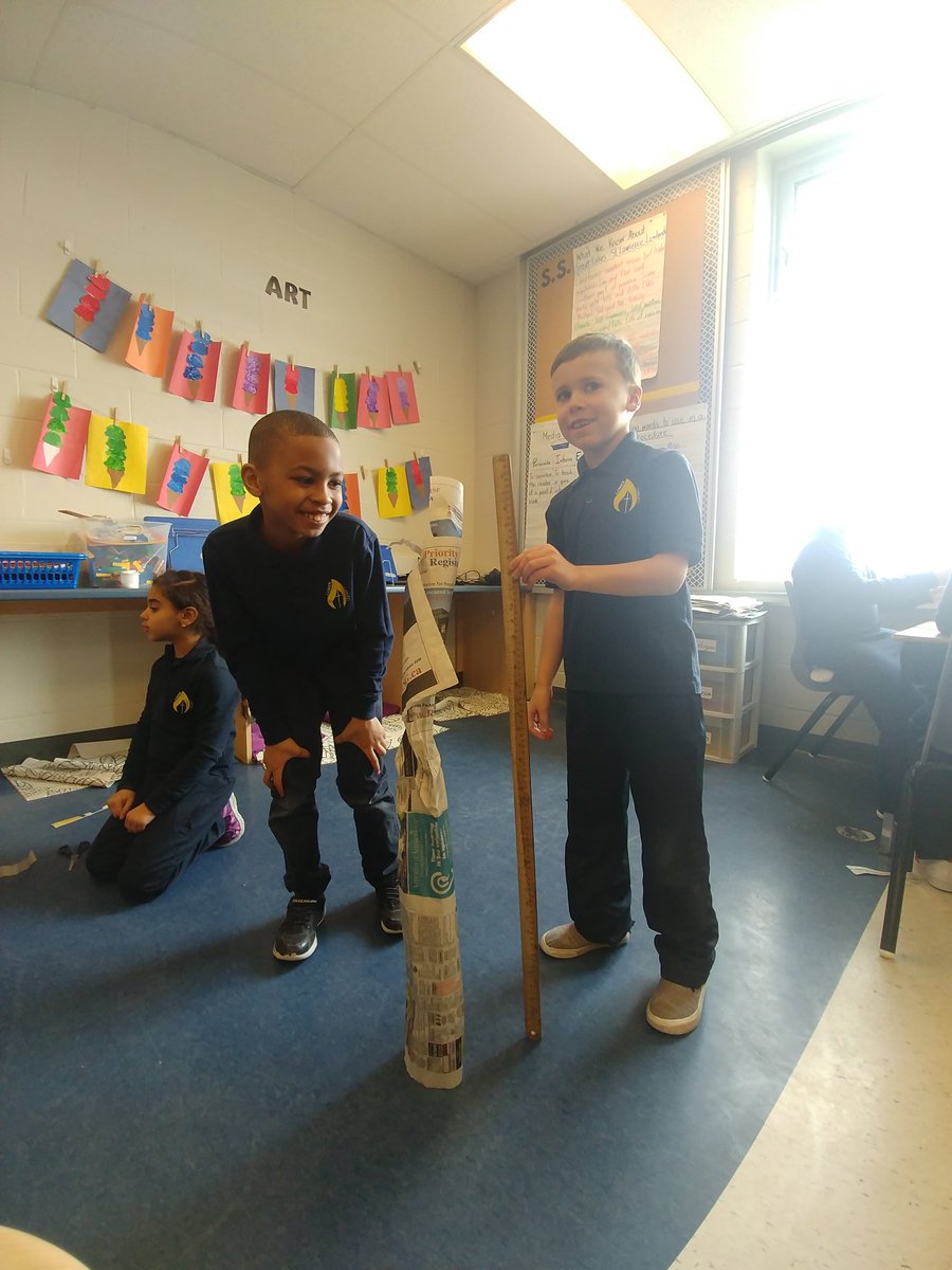 This week the grade 3's completed a structure challenge. 2 pieces of newspaper, nothing else! Cut, bend or fold. How tall can you build a tower? <a href="/lclightmilton/">Lumen Christi</a>