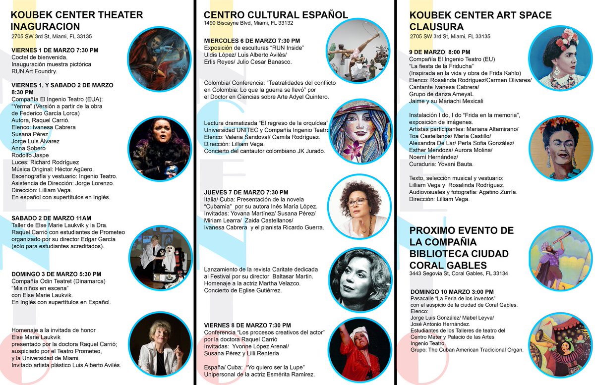 Aquí los detalles de lo que estará sucediendo durante el Festival Casandra en Miami/ Details about Casandra Festival, playing in Miami March 1st-10.