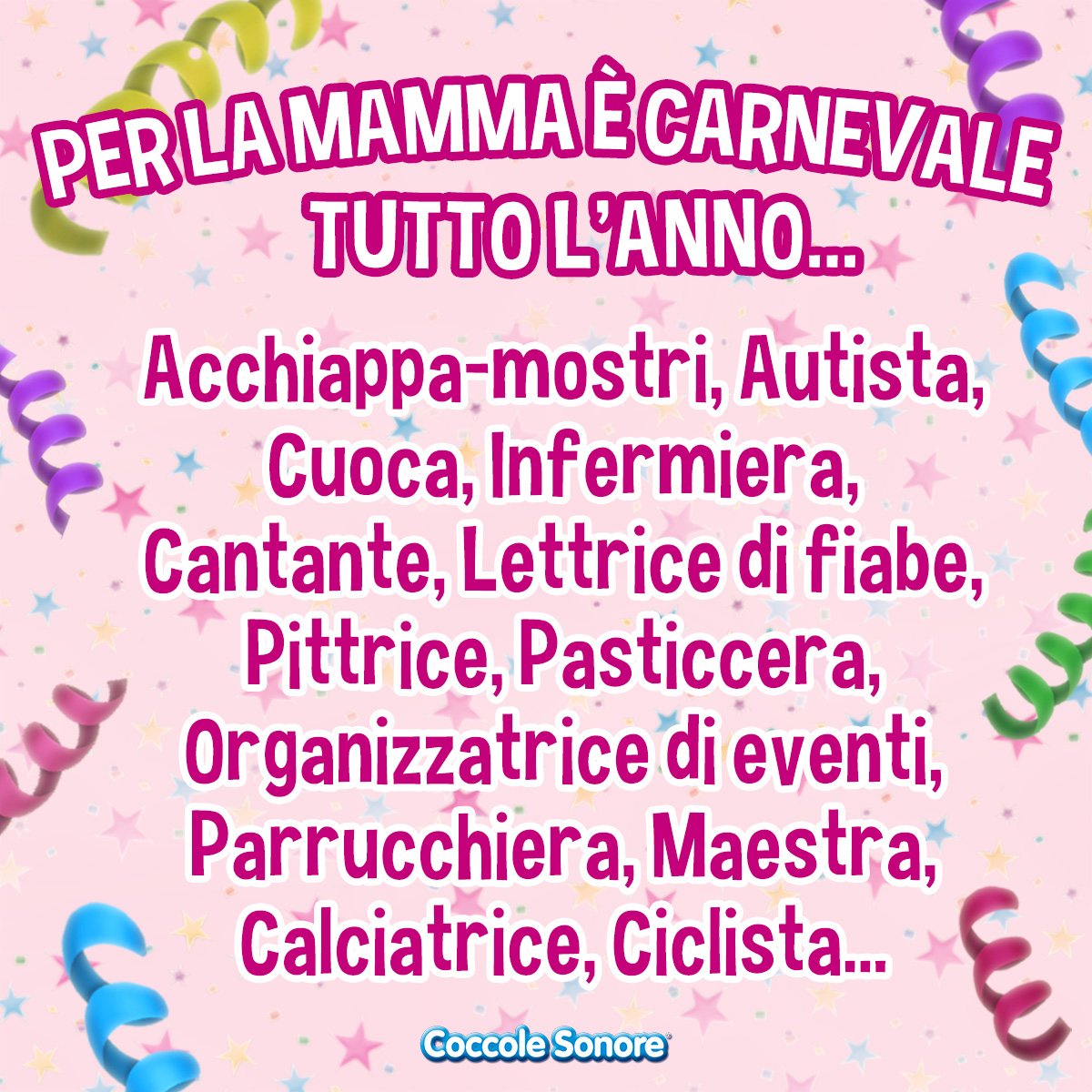 Per una #mamma è sempre #Carnevale perché indossa almeno 10 maschere al giorno! 😜 #CoccoleSonore #Mom #instamamme #mammeimperfette #mammeoggi #mammeitaliane #vitadamamma