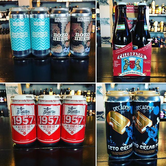 #NewBrewThursday coming in with the big guns:
@eviltwinbrewing Bozo Beer #imperialstout and This Must Be Where #IPAs Go When They Die 
@decadentales Ecto Cream Pop #milkshakeIPA 
<a href="/braxton/">Braxton</a> 1957 #englishmild 
@ayingerinderau Celebrator #doppelbock ift.tt/2ElQeCu