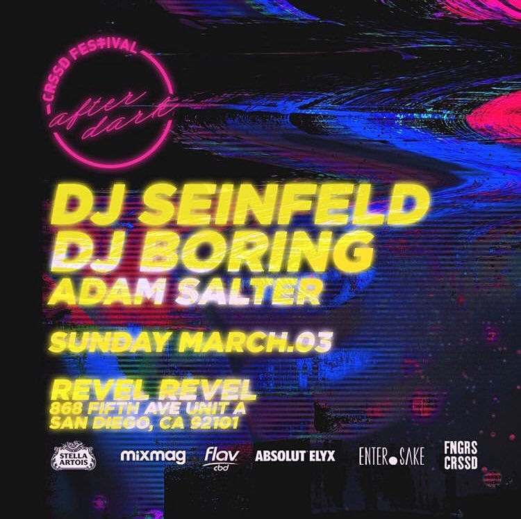 Sunday in SD w/ <a href="/DJBoringsongs/">DJ Boring</a> &amp; <a href="/DJ_Seinfeld/">DJ Seinfeld</a>  #crssdafterdark #crssdfest <a href="/crssdfest/">CRSSD Festival</a> <a href="/fingersxcrossed/">FNGRS CRSSD</a> tix <a href="/eventbrite/">Eventbrite</a>