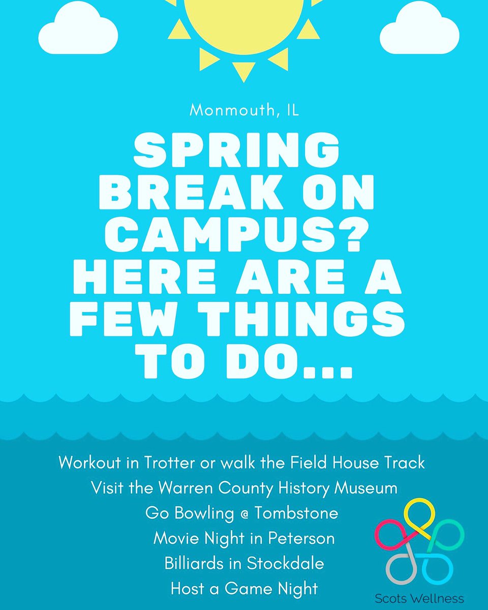 ScotsWellness's tweet photo. Enjoy your Spring Break! Reservations for Peterson or Billiards can be made at the Stockdale Center Office. https://t.co/IKRNnhcj5U