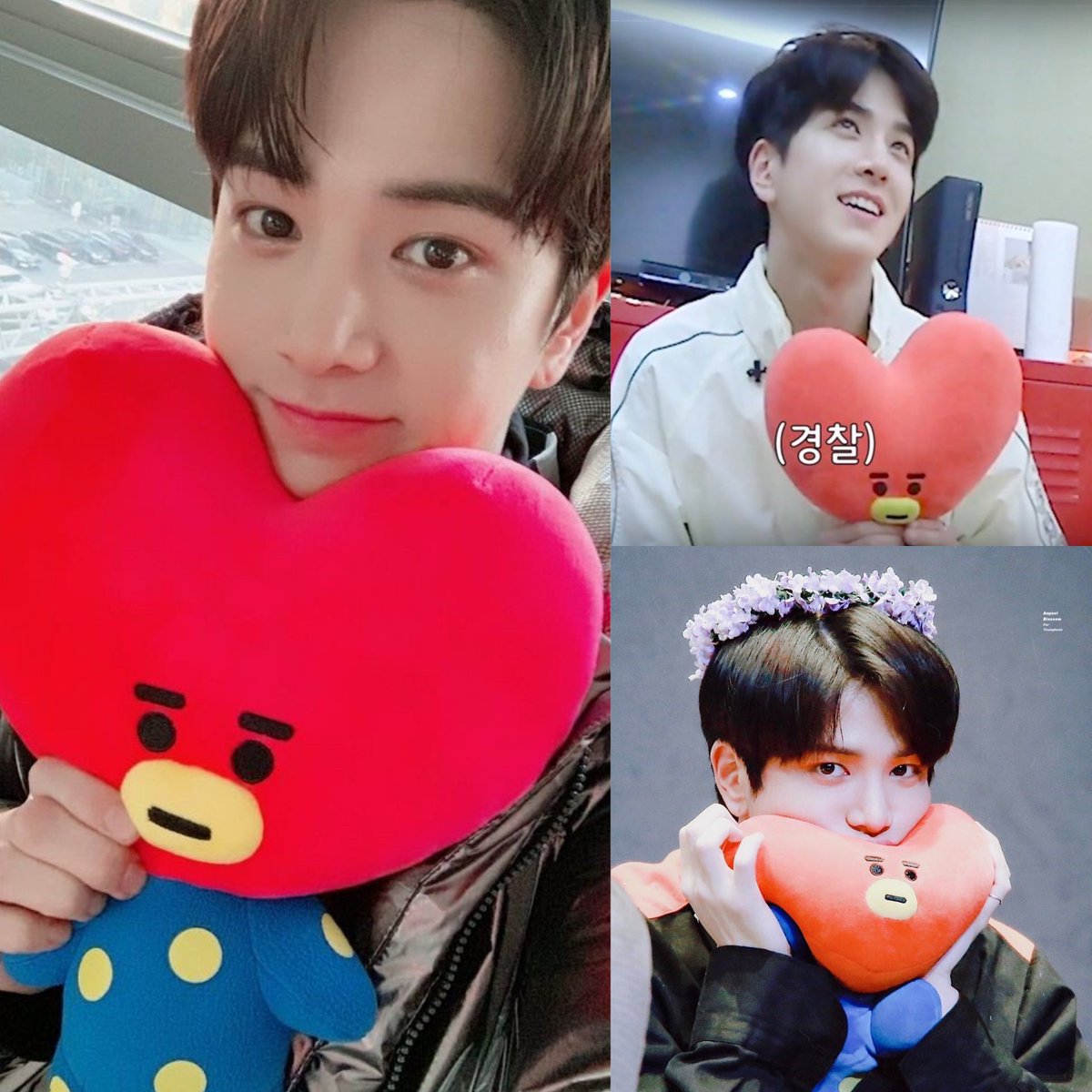 Taehyung is such a great role model that he not only treated The Boyz Younghoon with kindness and respect but he also gave him a Tata plushie as a gift aww,,, Younghoon “I bring this everywhere, because BTS V sunbaenim gave it to me!!!” #BTSV  #뷔    @BTS_twt