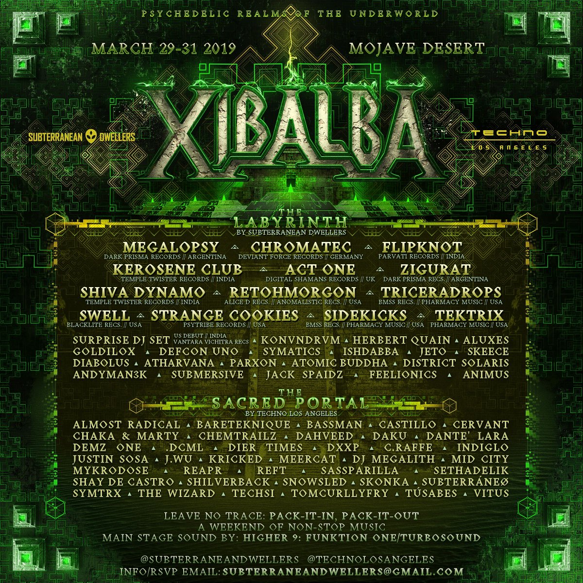 Just one month until we meet under the stars!  3 days of NON-STOP Techno, Psytrance, and more!

Pre-Sales are on sale now!

buff.ly/2MKJMeL

#Techno #TechnoLosAngeles #Xibalba #TechnoLA #MinimalSessions #FunknDEEP
