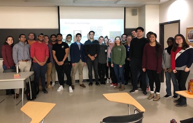 DiPoleMaterials's tweet photo. DiPole Materials' James Dolgin @DolginJames gives a talk today to students with @UMDBIOE about our patented BioPapers - which are 3D #nanofiber-based cell scaffolds for 3D cell culture and #bioprinting #electrospinning https://t.co/hANzhZoMTE