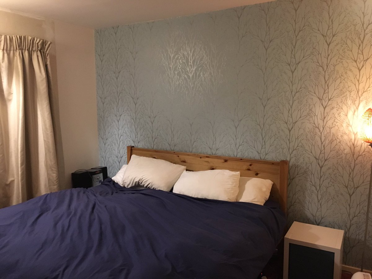 SivvyBird's tweet photo. #adultlevel #superkingsize #featurewall in a feat of supreme adulting, after living here for 2.5 years, I have the start of a bearable bedroom #grownoldnotgrownup #neverproperlyfinished https://t.co/jNYtAChAqB