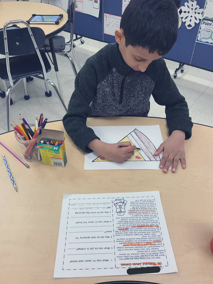 RidgeLawnEL's tweet photo. Learning all about Dr. Seussโ life in 2nd using our Piece โO Pizza activity! ๐ ๐ #CRidgepride #SCSIOP #ELL #ReadAcrossAmerica https://t.co/lYn1Utfieq