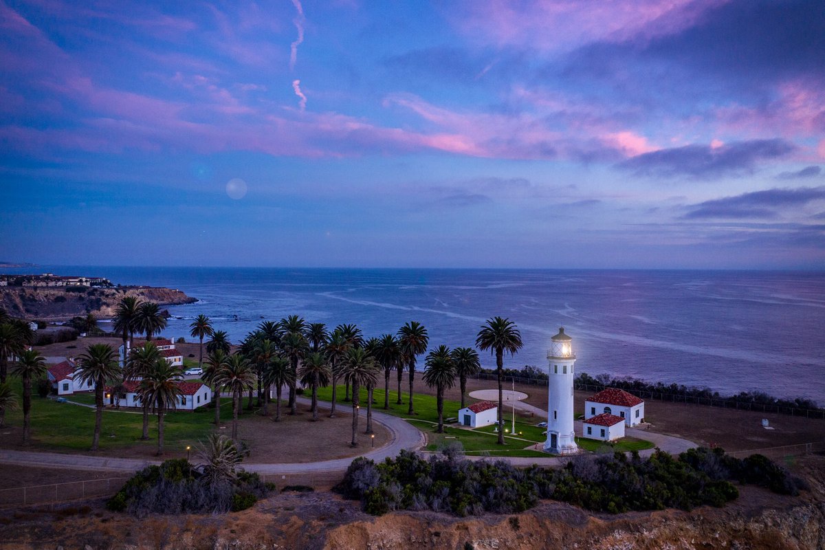 Sunset view to the southwest of Pt Vicente on the California Coast with the Pt Vicente Lighthouse in the foreground. This was taken with the #DJI #mavic2pro