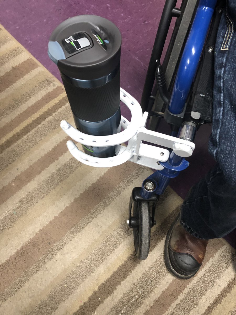 LCHSone's tweet photo. Real World skills being used by LCHS Welding to help one of our own! Check out the cup holder! https://t.co/ybzLbnLK56