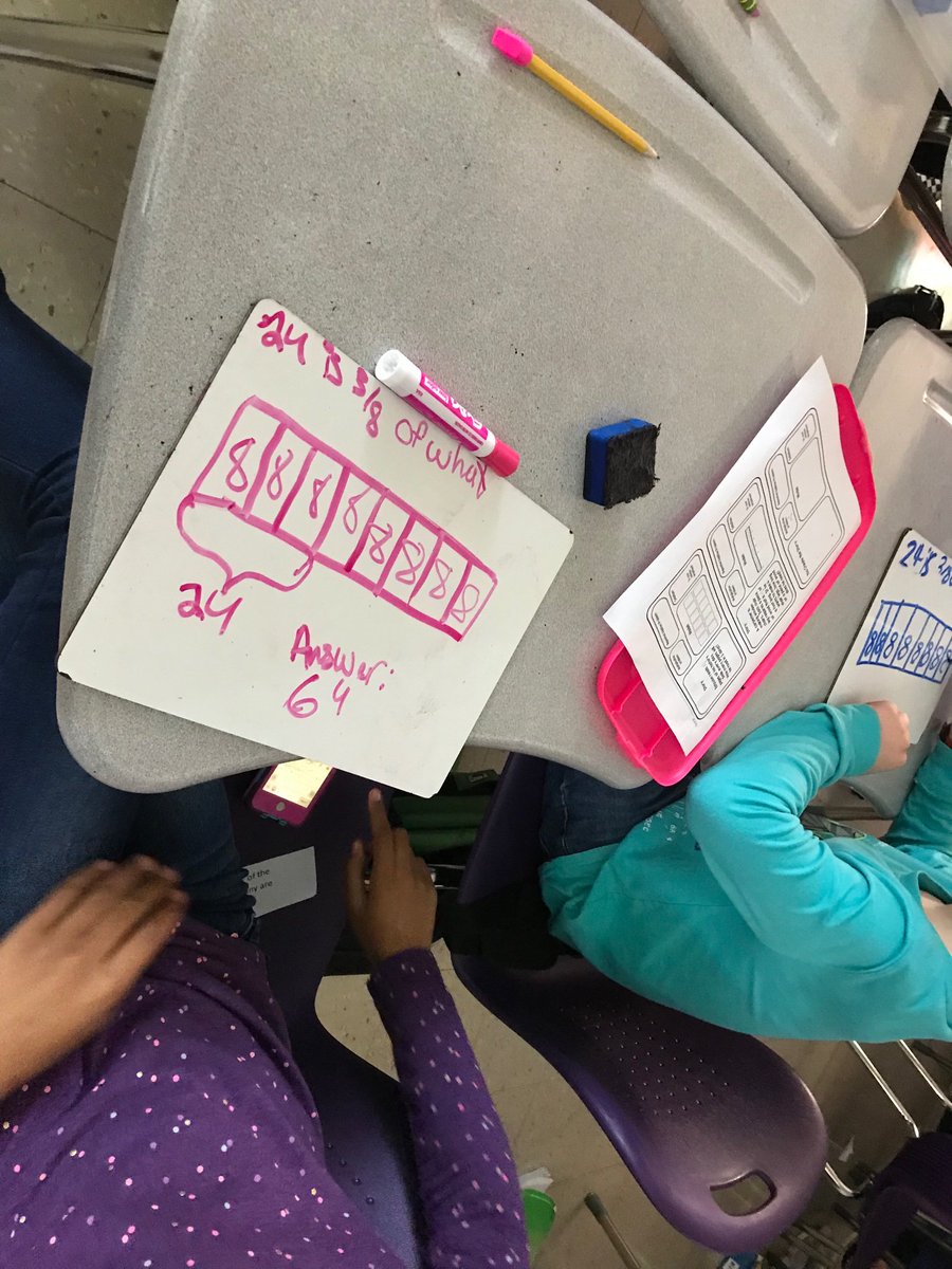 MrsEdmondsMath's tweet photo. Impressed by Mrs. Dittrich’s 5th graders working with fractions and tape diagrams! @ryssaface @WMStigers #WMSsuccess https://t.co/23TggdCpX8