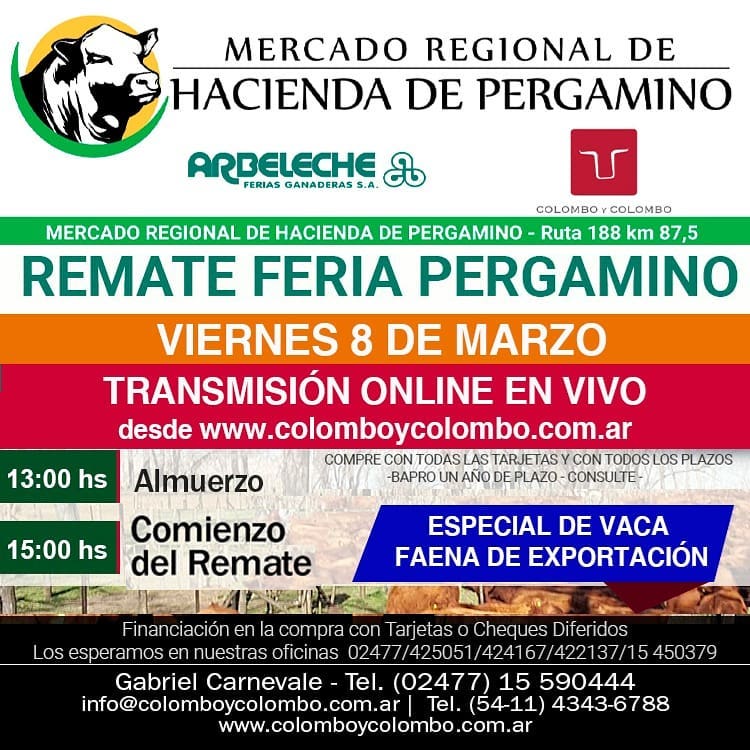 rolcomunicacio1's tweet photo. MERCADO DE HACIENDA DE PERGAMINO @FeriaPergamino  
Proximo remate el JUEVES 08.03.19 
13 hs: almuerzo 
15 hs: remate 
Apoya su difusion MERCADO AGROPECUARIO AM 1430 SAN NICOLAS 
36 años informando al sector agropecuario https://t.co/EDSlVW59nI