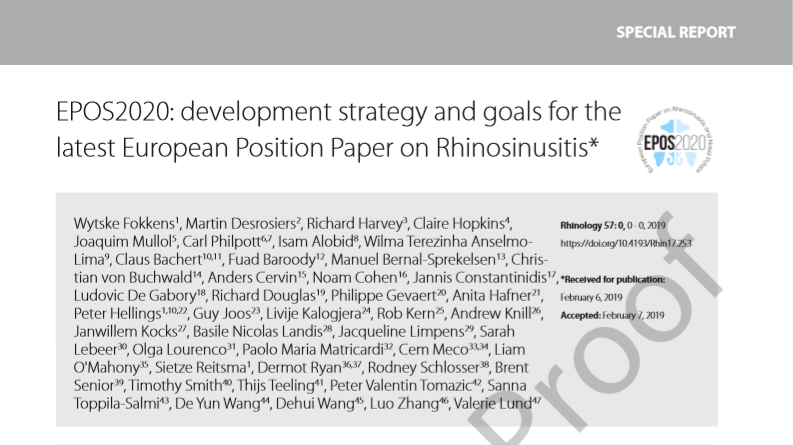 Exciting news! Announcing publication of the #EPOS2020 development report in Rhinology International Journal. Download it for free here: rhinologyjournal.com/Rhinology_issu…