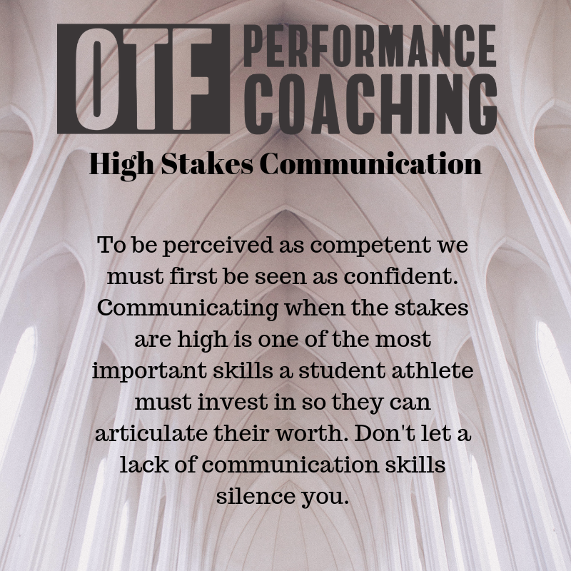 Upcoming workshop alert! High Stakes Communication. Visit our website to purchase your tickets. Limited seats available. Contact us for team discounts. #otfperformancecoaching #communication #skills #sportsrecruitment #sports #scholarship #standout #athletics