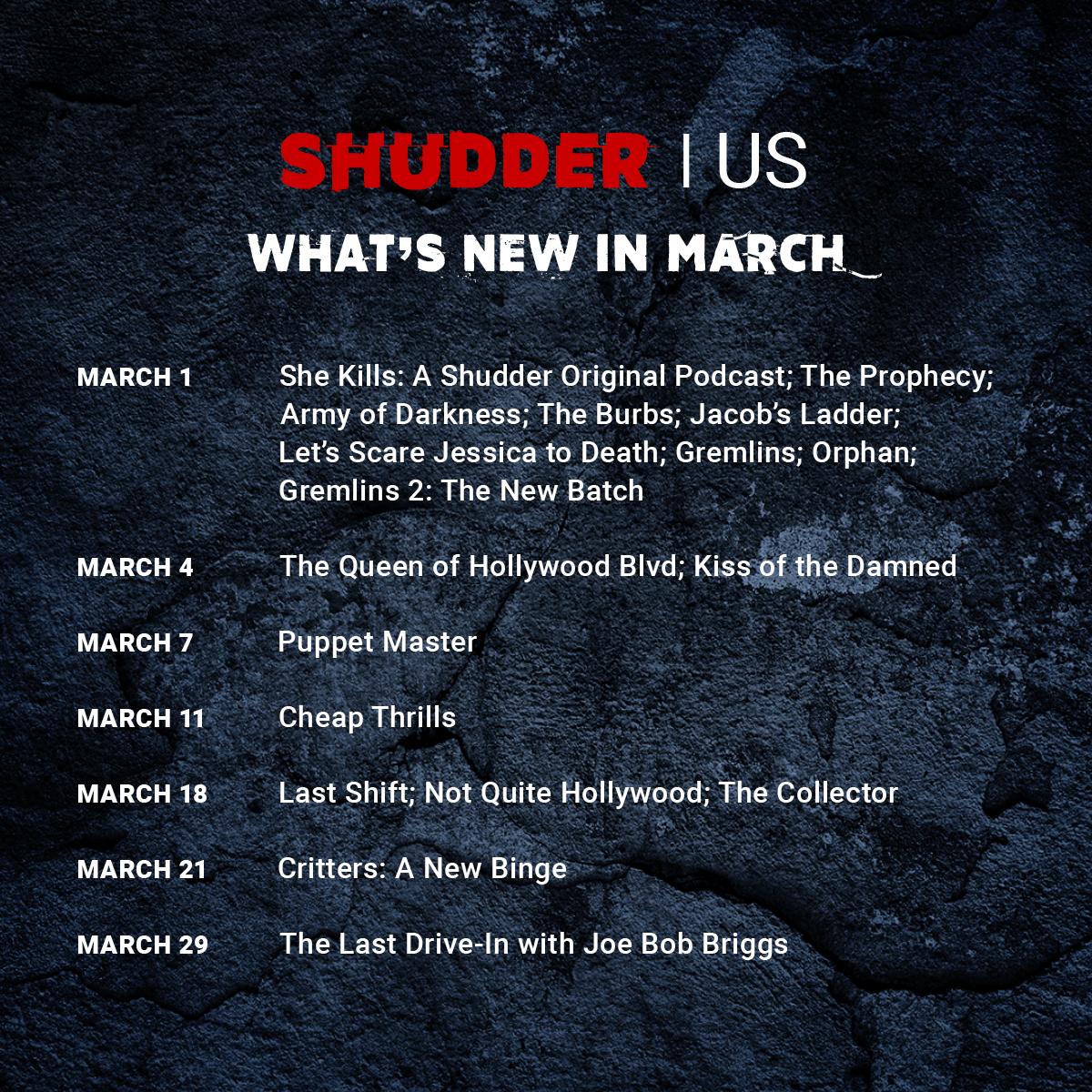 March is going to be a killer month at Shudder 🎥🔪💀