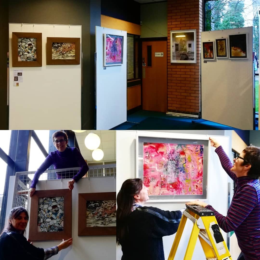SarahVSpence's tweet photo. Setting up #TerraNostra3 Exhibition #Angelcentre #Tonbridge 10 days celebration of #FairtradeFortnight.
Artists @CasillasMVic @SarahVSpence @chrishewson40
Thurs 7 March 6.30 to 8pm. Have a drink, meet the artists &amp; Fairtrade advocates. With thanks to @TMBC_Kent @TonbridgeTownTe https://t.co/zEjRbJX0ed