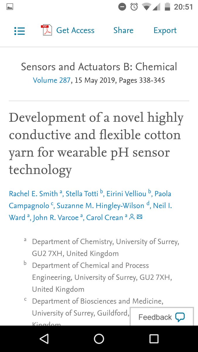 Carol Crean Great To See Rachel S Paper Published Wearablesensing Smarttextiles Textilesensors Fabricsensors Development Of A Novel Highly Conductive And Flexible Cotton Yarn For T Co Iwff8rhv9y T Co 9b0f2s8fml