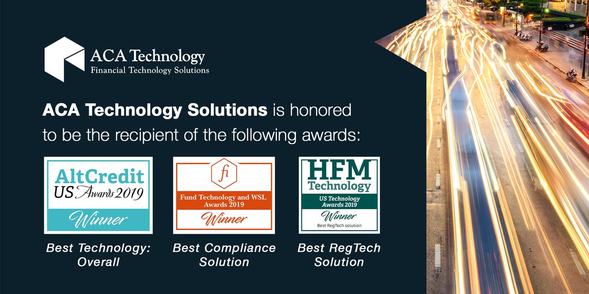 ACACompliance's tweet photo. Congratulations to ACA Technology Solutions for winning multiple awards for regulatory and investment technology! Read more here: https://t.co/3xnrGE7jqE @HFMWeek #regtech #fintech #HFMTechnology #AltCreditIntelligence #FundIntelligence https://t.co/cTyj5lNWpj