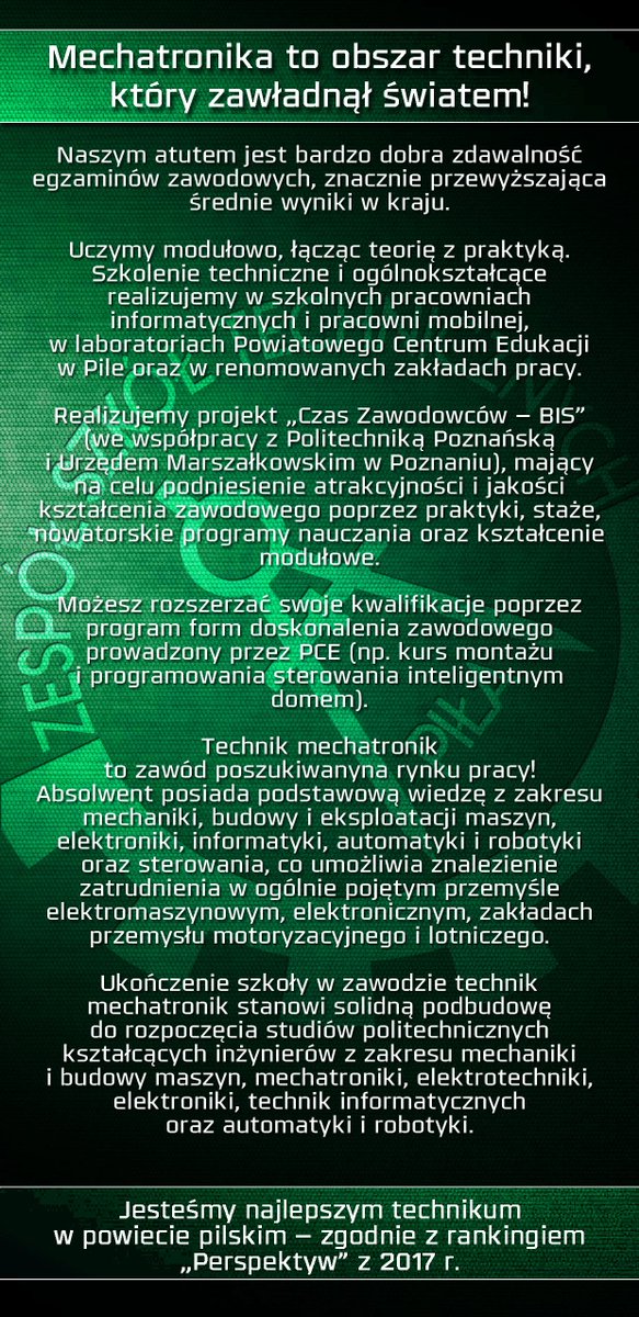 MMKALOM's tweet photo. Dwustronne ulotki w formacie DL dla Technikum nr 1 w Zespole Szkół  Technicznych w Pile z ofertą edukacyjną na rok szkolny 2019/2020  #technikmechatronik #technikpojazdówsamochodowych #zst #piła #mechanik https://t.co/Qe69Ha0Msz
