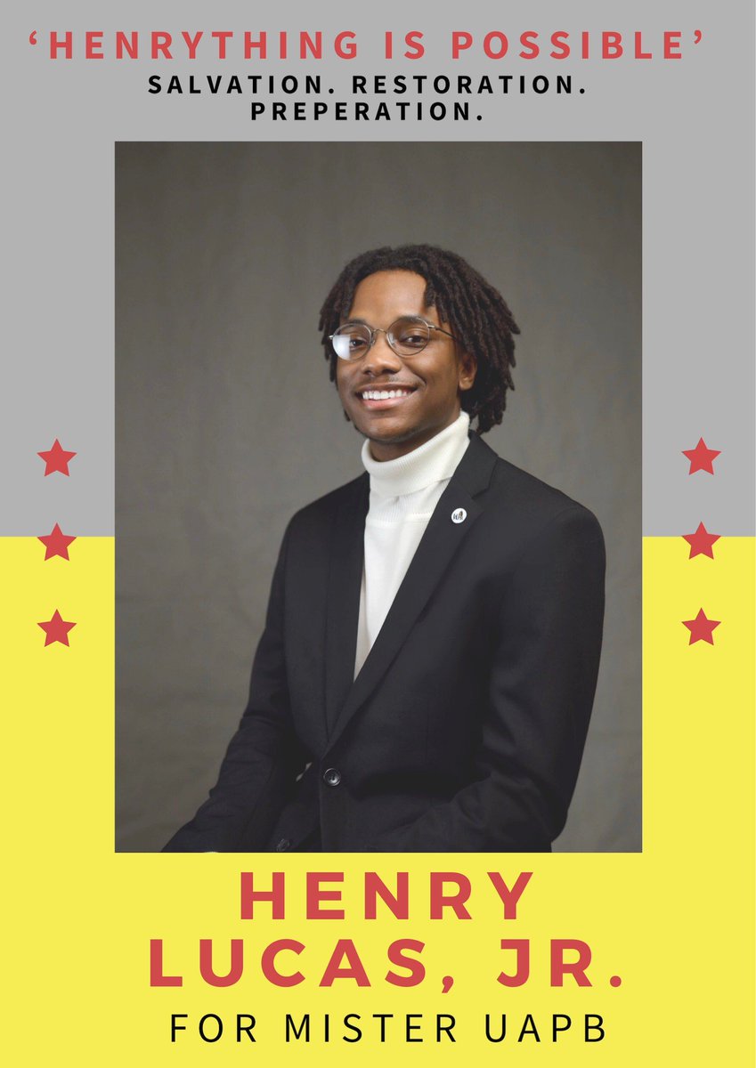jwfrank18's tweet photo. It is with great pleasure that I announce my candidacy for the 5th Mister University of Arkansas at Pine Bluff. I strongly stand on the platform of “Henrything is Possible” which consists of three pillars: salvation, restoration, and preparation.
#HENRYTHINGISPOSSIBLE 💫 https://t.co/rgJXJTovz9