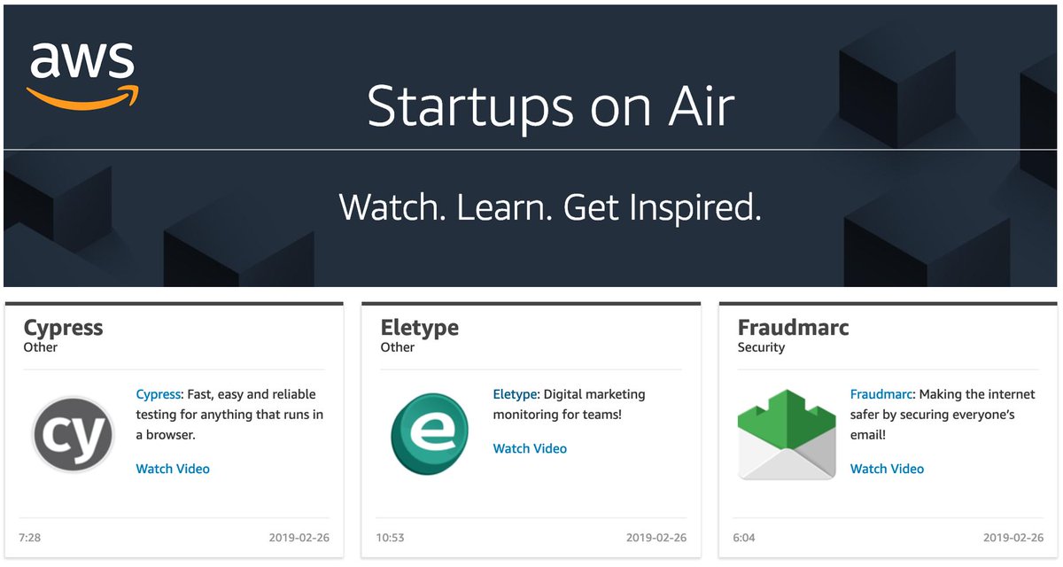 eletype's tweet image. Proud to be representing @atdc on @AWSstartups on Air with @Cypress_io and @fraudmarc!