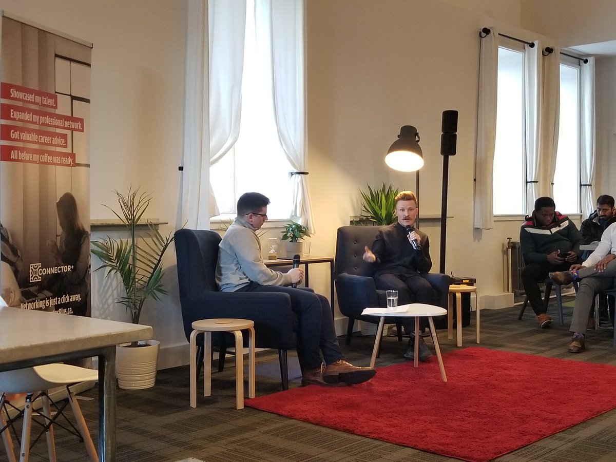 Fireside chat with @culligandave about creating opportunities in #Halifax. The Connect is happening at Flexwork, hosted by @MagnifiedPR  and in partnership with #ConnectorPlus and <a href="/HfxPartnership/">Halifax Partnership</a>. #networking