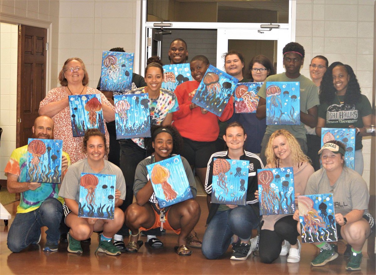 studentlifetu's tweet photo. Mondayâs Paint Night hosted by TUâs Campus Activities Board was yet another success! Thank you to Professor Curtis for leading our students in a step-by-step class to create their finished artwork đ¨ #tustudentlife #TUCAB https://t.co/DlLgG6CH0p