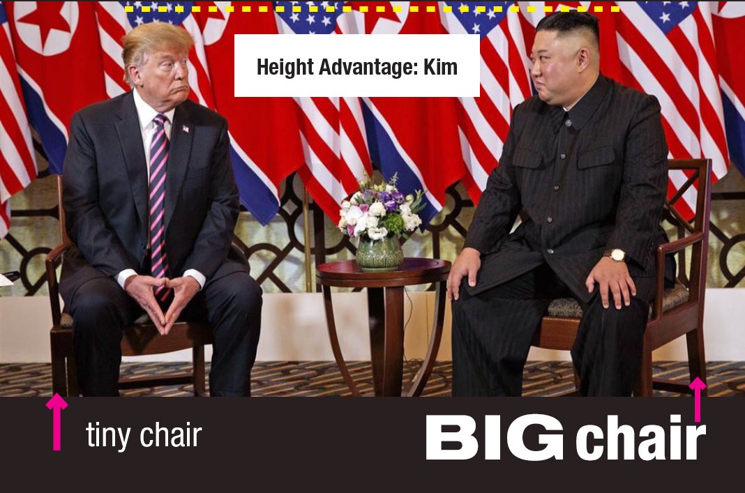 This has got to be the FUNNIEST thing I’ve seen come out of the #TrumpKimSummit:

Apparently, they gave trump an itty-bitty baby chair to sit in.

Out of a ZILLION chairs they could have given him.

Petty level: ZEN MASTER
#TrumpFail