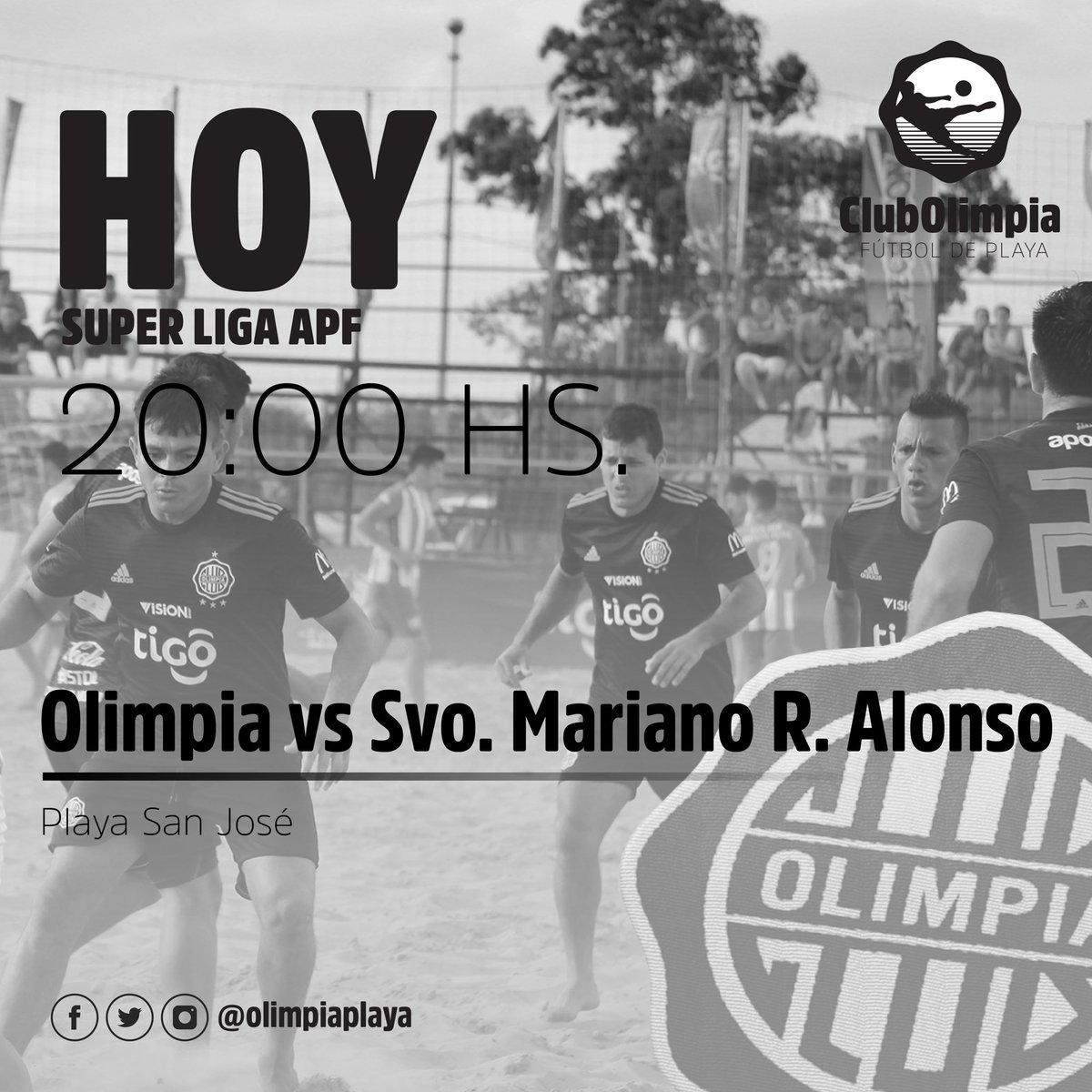 OlimpiaPlaya's tweet photo. En busqueda de la #SuperFinal #SuperLigaAPF🏖⚽️ paso a paso👣

#VamosOLIMPIA⚪️⚫️⚪️
#OlimpiaBeach🏖⚽️ https://t.co/XmV1FwrbPR