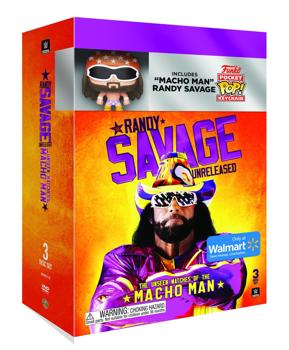 WWE's tweet photo. Randy Savage Unreleased: The Unseen Matches of The Macho Man with mini funko included is available NOW! https://t.co/r9ERlc5CkR