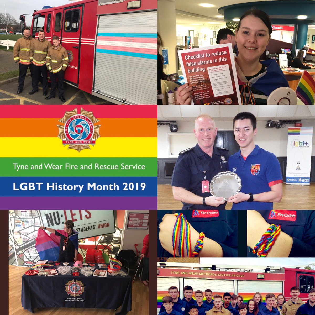 TWFRSLGBT's tweet photo. As LGBT+ history month comes to a close, heres just a snippet of some of the events we’ve been involved in. Now to start planning Newcastle and Sunderland Pride 2019 🤪 🏳️🌈 🔥 🚒 #PrideSeason #YourFireService #Newcastle #Sunderland #inclusivity #999Fire https://t.co/cRCRXXez5h