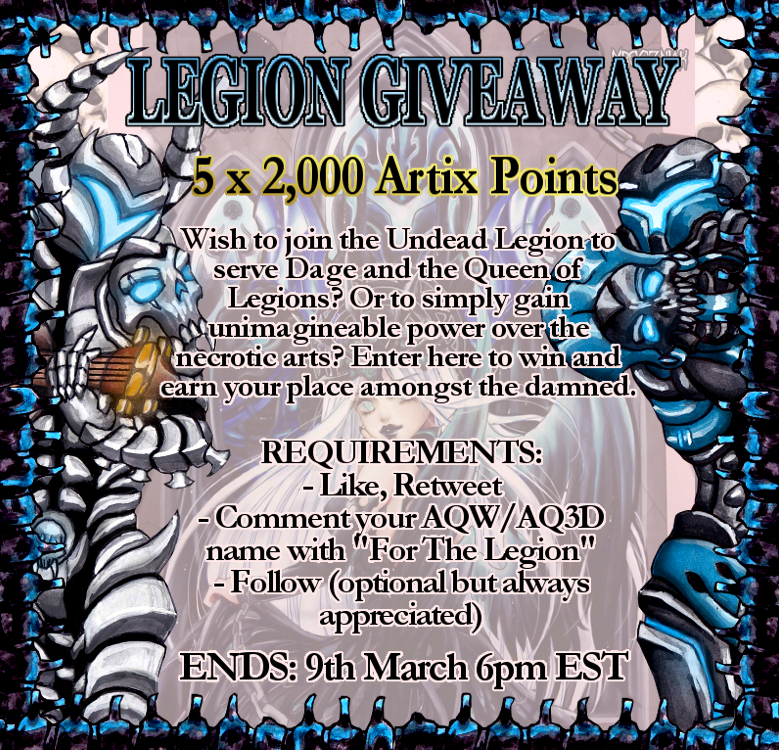 SyriusVII's tweet photo. 𝐔𝐧𝐝𝐞𝐚𝐝 𝐋𝐞𝐠𝐢𝐨𝐧 𝐆𝐢𝐯𝐞𝐚𝐰𝐚𝐲 💀 Dage is rising, enter for your chance to join!
-Like, Retweet, Follow and Comment #ForTheLegion
@Koreyzzz video on how to join: https://t.co/VR9k9dQPiR https://t.co/Cjpw0EYyIk