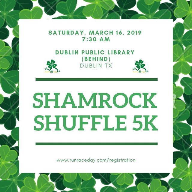 raceday76455's tweet photo. REGISTER TODAY!!!!! Early Registration before March 1st (t-shirt guaranteed with early registration only)
Registration link in the bio!! #runraceday #dublintx #stpattysday #shamrockshuffle #5K #rungreen #fitfam #goplayoutside #stpatricksday #stpatricksd… https://t.co/HGX1Y7kTAN https://t.co/sM77UfC5MM
