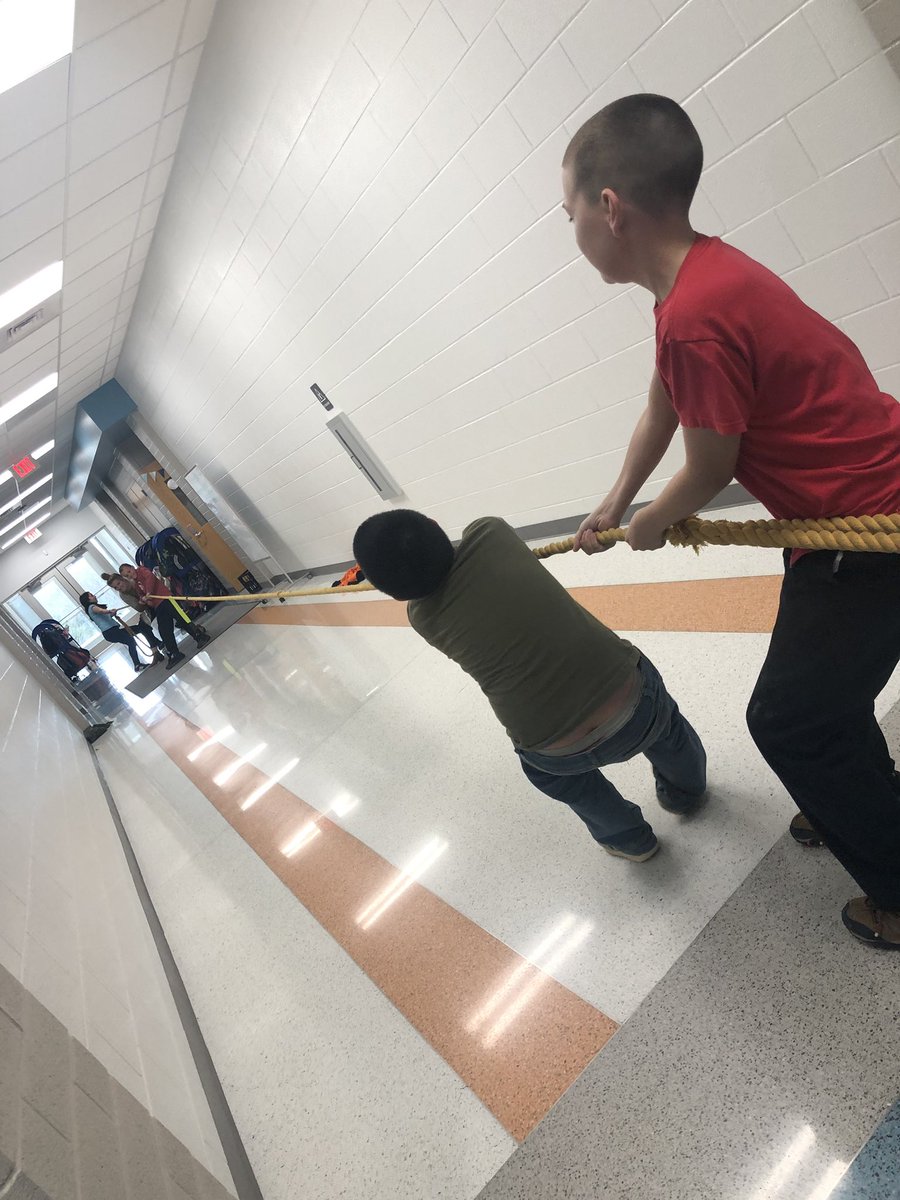 Mrs_H5th's tweet photo. Investigating friction with tug of war! Lots of smiles &amp; laughs as we discuss friction’s opposing force! 
This group will be applying their knowledge in their start car PBL. 
@WRES_Wildcats @RSSinformation #rssinnovationacademy #ForceAndMotionPBL #LoveLabDays https://t.co/8ppSZOP2tW