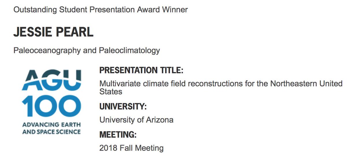 What a pretty AGU bow to tie up my last meeting as a student! #AGU2018 #AGU #OSPA Thanks to all the judges and attendees at my talk! Thanks, especially, to all the judges and attendees of prior years talks who gave me the feedback and critique I needed to improve!