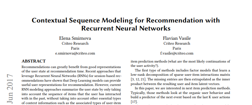 WiMLDS_Paris's tweet photo. [📜#FridayWiMLDSPaper] "Contextual Sequence Modeling for #Recommendation w/ Recurrent #NeuralNetworks" by Elena Smirnova @bandofstraycats, Senior Researcher @CriteoAILab &amp; Flavian Vasile. From the #DeepLearning Workshop at #RecSys2017 https://t.co/izHSMlrrWk #WiMLDS #WiMLDSParis https://t.co/NoOLJ9ZNzg