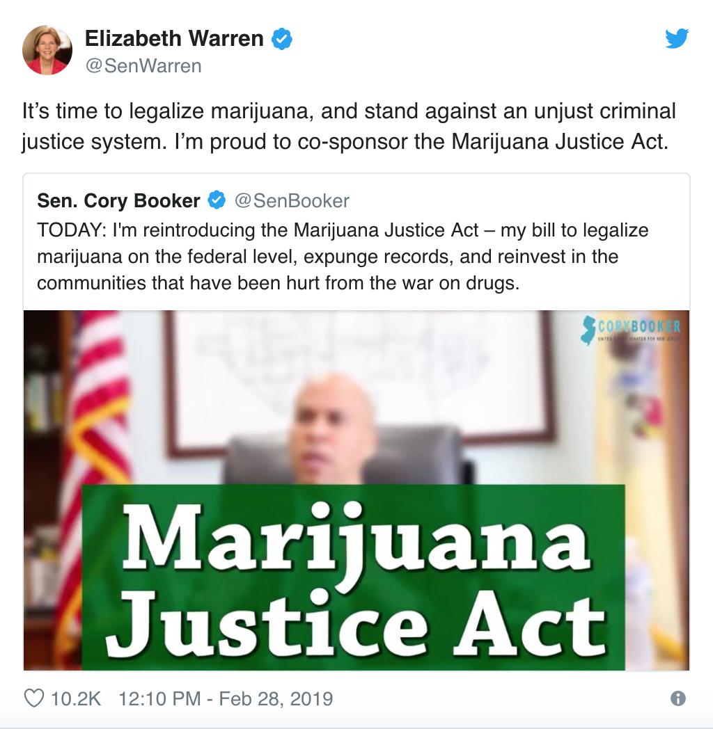 tomangell's tweet photo. Remember that time a bunch of rival presidential candidates teamed up to all support a marijuana legalization bill that goes so far as to punish states with bad cannabis laws?

That was in the year 2019 on the day today.

DETAILS: https://t.co/iTwDtzKX5W https://t.co/BykVAB4JPB