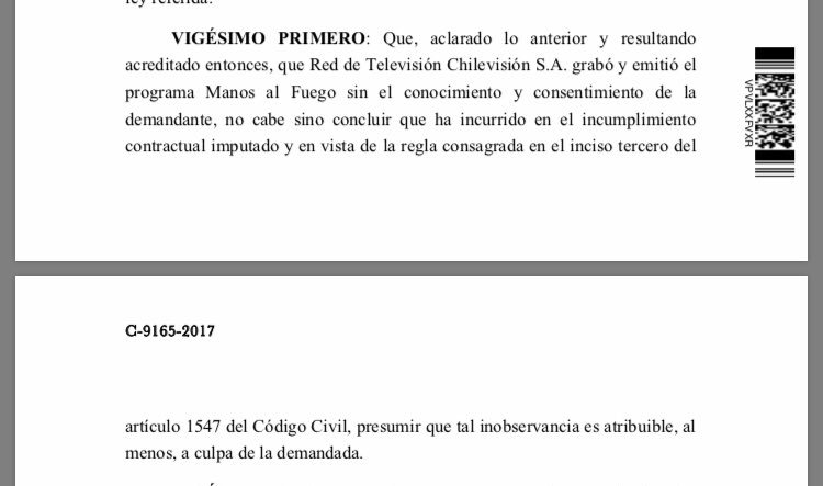 PaolaAndreaCZ's tweet image. Mal Chilevisión. 
Los condenan a pagar 10 millones como indemnización por responsabilidad extra contractual. Engañaron a actriz para grabarla en programa distinto al informado, no les dio autorización y lo emitieron igual. #ManosAlFuego
