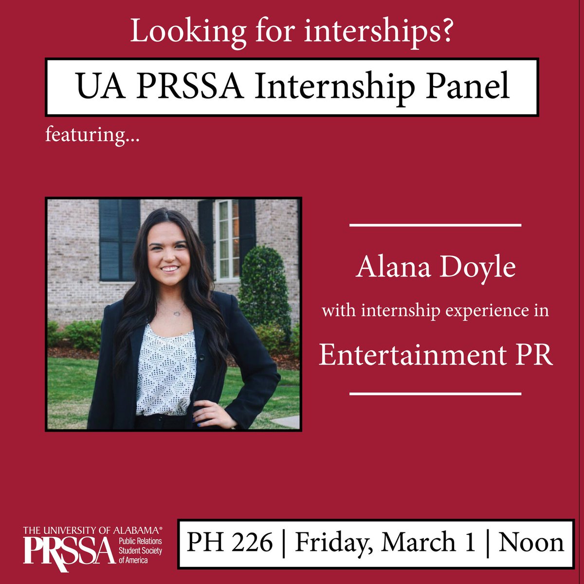 UAPRSSA's tweet photo. Say “hello” to Alana Doyle and Matt George, our final two panelists for the Internship Panel Lunch &amp; Learn! They will be sharing their experiences tomorrow in PH 226 at noon. https://t.co/AQnrMLY82F